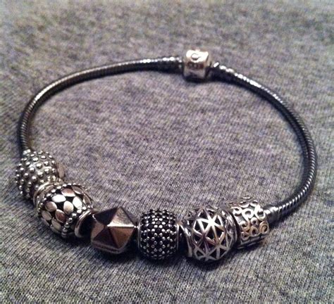 PANDORA Jewelry Black Leather Charm Sterling Silver Bracelet. . Pandora bracelet for men